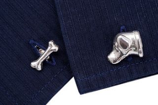 silver labrador and bone cufflinks by simon kemp jewellers