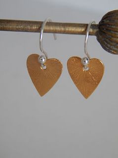gold plated heart dangle earrings by simply chic gift boutique