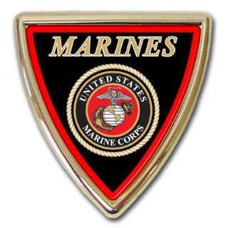 United States US Marine Corps USMC Gold Plated Triangle Dome Premium Metal Car Truck Motorcycle Emblem Automotive