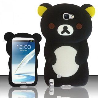 Importer520 For Samsung Galaxy Note 2 N7100   Cartoon Bear Design 3D Style Soft Silicone Case   Black SCBRCT Cell Phones & Accessories