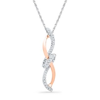 Diamond Accent Infinity with Knot Pendant in Sterling Silver and 10K