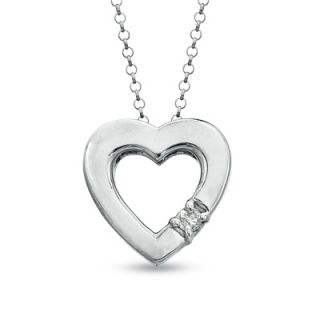 Diamond Accent Mini Heart Pendant in Sterling Silver   Zales