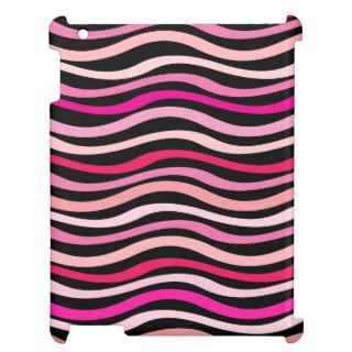 Pink and Black Wavy Retro Stripes iPad Cover