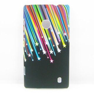 RAINBOW STAR METEOR HARD RUBBER BACK CASE COVER SKIN Protective FOR NOKIA LUMIA 520 Cell Phones & Accessories