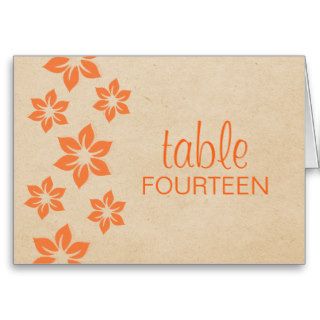 Orange Tropical Floral Table Number Card