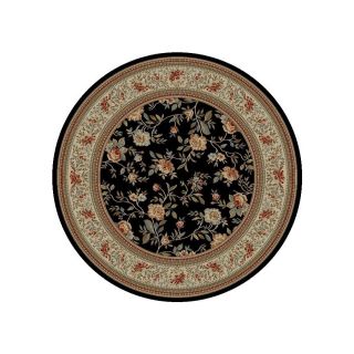 Concord Global Florence 5 ft 3 in Round Black Floral Area Rug