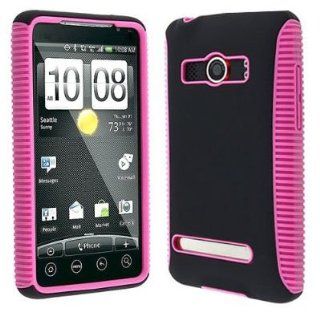 Importer520 Dual Flex Hybrid Black Pink TPU Hard Gel Case Cover for Sprint HTC EVO 4G Cell Phones & Accessories