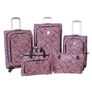 Jenni Chan Red Brush Strokes 5 piece Fashion Spinner Luggage Set Jenni Chan Five piece Sets