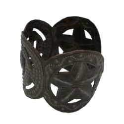 Recycled Steel Oil Drum Heart and Stars Cuff Bracelet (Haiti) Global Crafts Bracelets