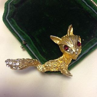 vintage gold fox brooch by iamia
