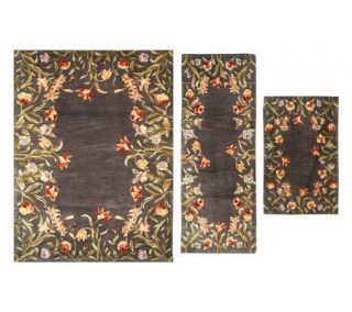Royal Palace Floral Fields 3 pc. Area Size Handmade Wool Rug Set —
