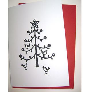 pack of hand printed 'spruce' christmas cards by ruth green design