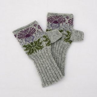 fairisle thistle knitted hand warmers by clova knits