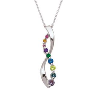 Mothers Infinity Simulated Birthstone Family Pendant in 10K White or