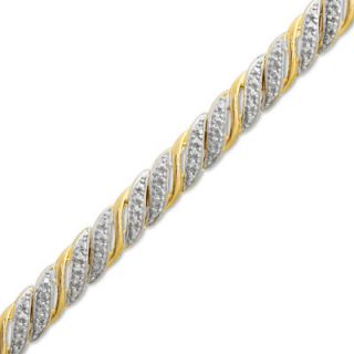 online only diamond accent swirl bracelet in sterling silver and 18k
