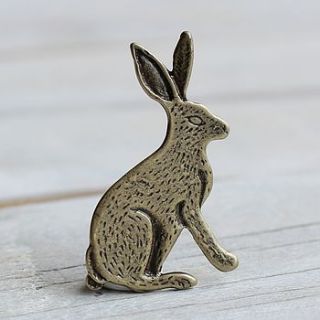 rabbit brooch in bronze by silk purse, sow's ear