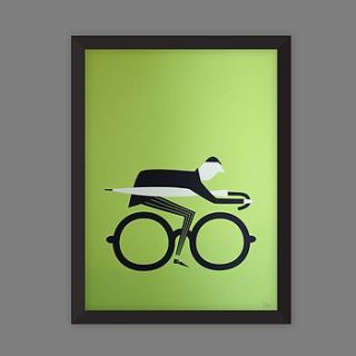 bicycle commuter screen print by rebecca j kaye