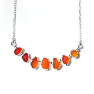 orange sea glass bar necklace by tania covo