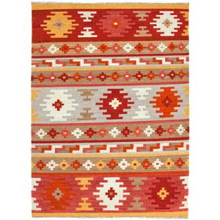 Handmade Flatweave Tribal Pattern Multi colored Wool Rug (8 X 10)