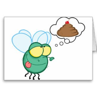 CARTOON FLY DREAMING POO CHERRY TOP FUNNY GROSS DI CARD