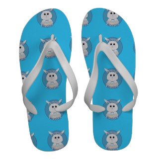 Customizable Cute Bunny in Blue with Easter eggs Flip Flops