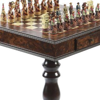 American West Hand Painted Chessmen & Frizoni Chess Table from Italy Toys & Games