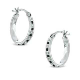 Enhanced Black and White Diamond Fascination™ Hoop Earrings in