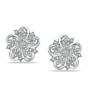 CT. T.W. Diamond Star Flower Stud Earrings in Sterling Silver