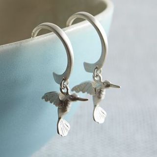 silver hummingbird hoop earrings by lily charmed