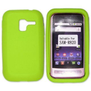 Samsung Galaxy Admire 4G R820 Neon Green Silicone Skin Case / Rubber Soft Sleeve Protector Cover For Huawei Ascend 2 + Horizontal Pouch For Mobile Phone + Live My Life Wristband 