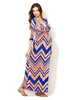 Long Sleeve Wrap Printed Maxi by T Bags Los Angeles Maternity