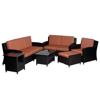 6 piece Wyndham Deep Seating Red Striped Wicker Set Sofas, Chairs & Sectionals