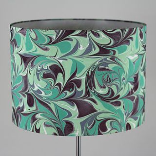 woodland hand marbled silk lampshade by whitehorn
