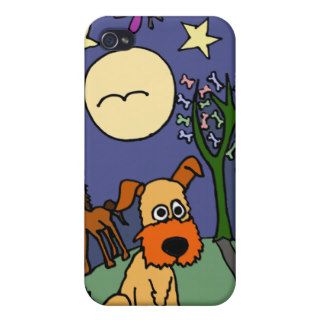 AF  Folk  Art Terrier Dog Under Moon and Stars iPhone 4 Cover