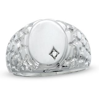 Mens Diamond Accent Nugget Signet Ring in Sterling Silver   Zales
