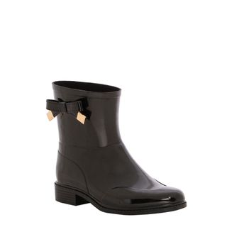 Burberry Womens Black Belted Rubber Rain Boots