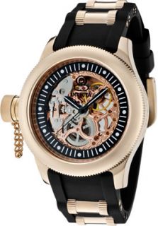 Invicta 1826  Watches,Womens Russian Diver Mechanical Black Polyurethane & 18K Rose Gold Plated SS, Casual Invicta Mechanical Watches