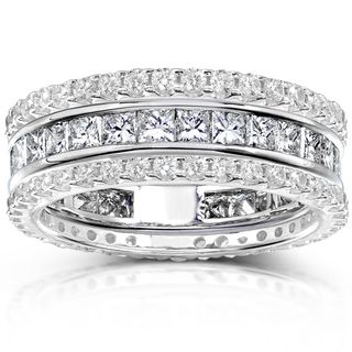 Annello 14k Gold 3ct TDW Diamond 3 piece Stackable Eternity Ring Set (H I, I1 I2) Annello Diamond Rings