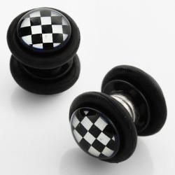 Acrylic Checkerboard Logo Magnetic Illusion Plugs More Body Jewelry