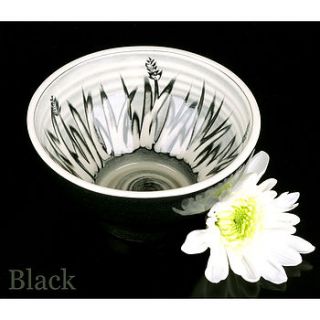 handmade small ceramic meadow design bowl by rowena gilbert contemporary ceramics