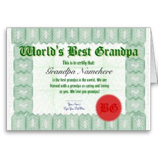 Make a World's Best Grandpa Certificate Award Card