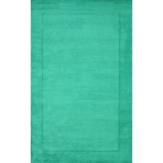 Nuloom Handmade Solid Tone On Tone Border Emerald Green Rug (7 6 X 9 6)