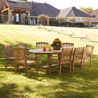 Upton Home Upton Home Manorhill Teak Outdoor Dining Table 9 piece Set Brown Size 9 Piece Sets