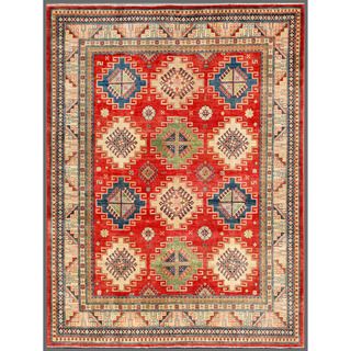 Afghan Hand knotted Kazak Red/ Ivory Wool Rug (7'11 x 10'4) 7x9   10x14 Rugs