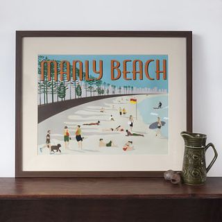 manly beach retro art print by natalie singh