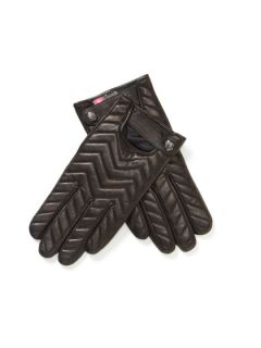 Chevron Quilted Leather Gloves With Strap by Vince Camuto