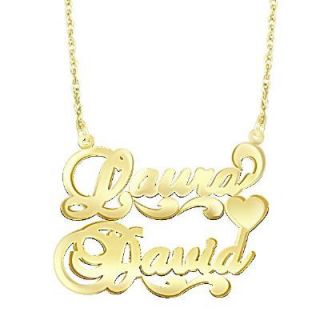 Personalized Couples Name and Heart Necklace in 10K Gold (2 Names