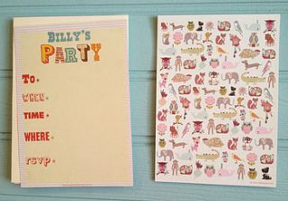 12 personalised child's pet party invites by petra boase