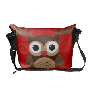 Christmas Owl Rudolph Reindeer Courier Bag