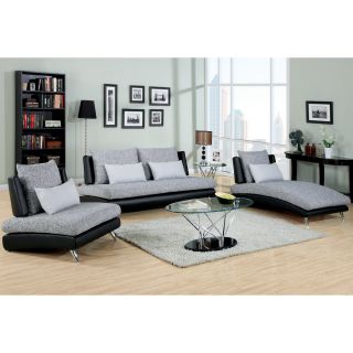 Furniture Of America Kanchy Contemporary 3 piece 2 tone Fabric leatherette Sofa Set